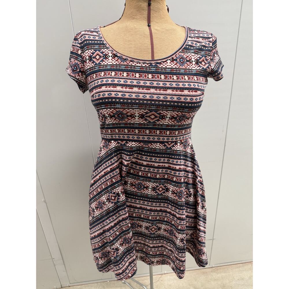 Wallflower Womens A-Line Sundress Size M Geometric Teeshirt Knee Length Boho